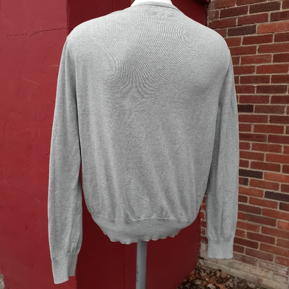 Polo by Ralph Lauren Pima Cotton V Neck Sweater Light Gray Large 129 - Picture 5 of 10